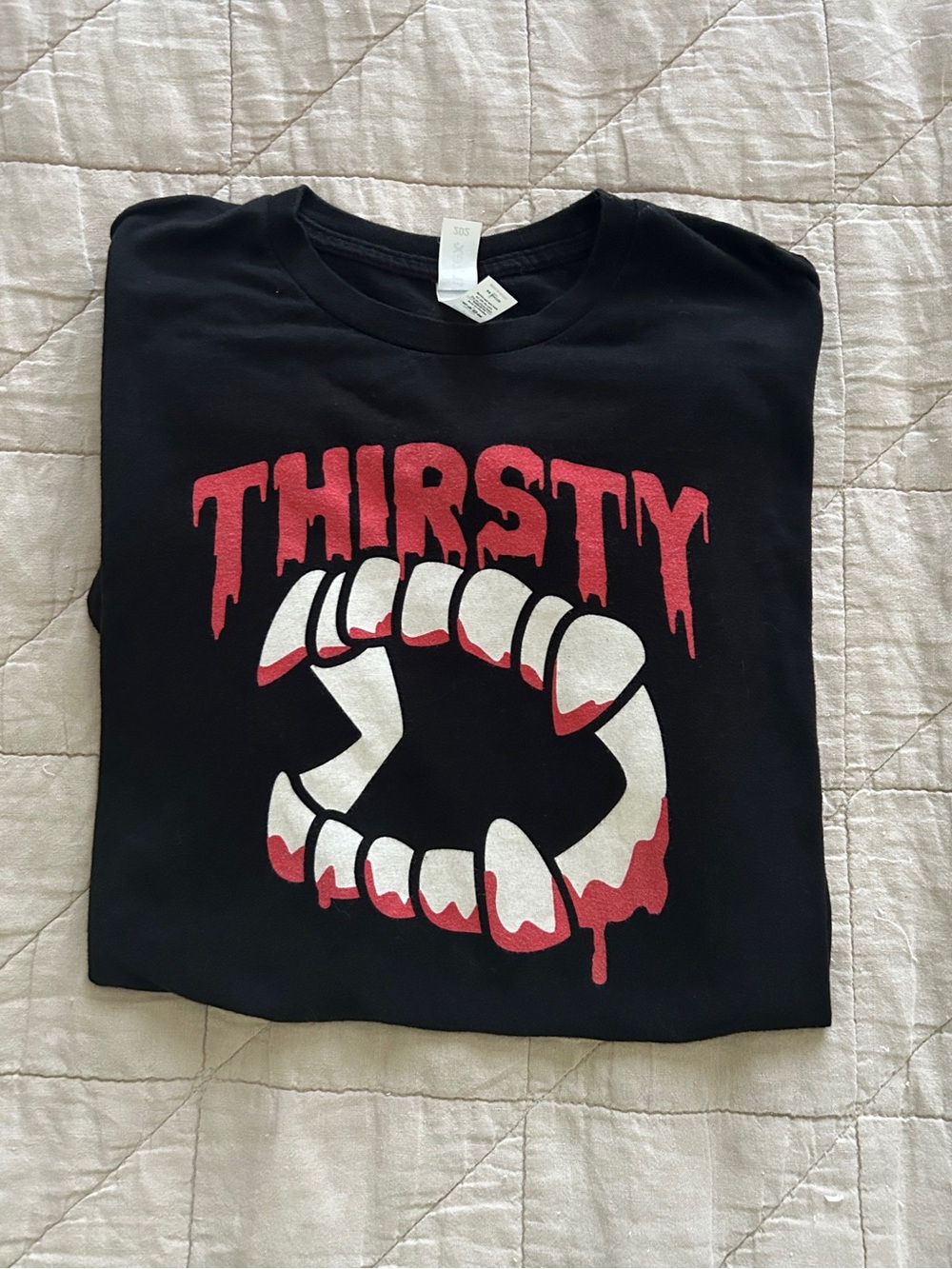 Anvil Black Tee with Red Drip Graphic